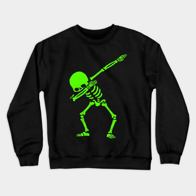 Dabbing Skeleton Green Crewneck Sweatshirt by vo_maria